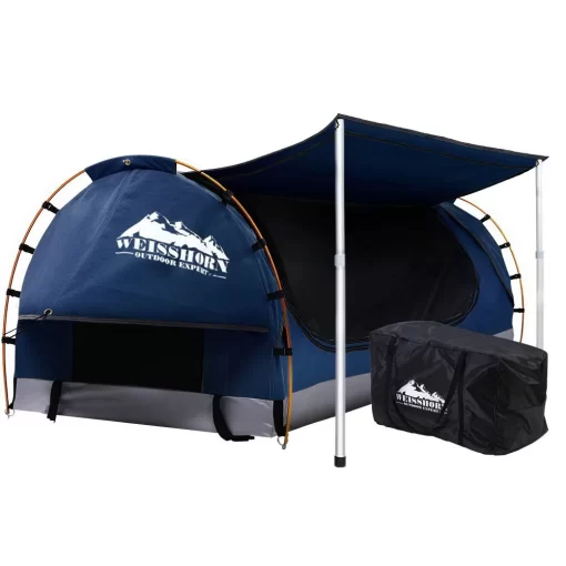 Double Dome Camping Swag in Dark Blue Canvas