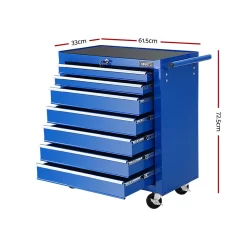 Alternative view of Giantz Tool Chest and Trolley Box Cabinet 7 Drawers Cart Garage Storage Blue