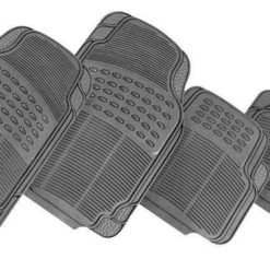 GREY Rubber Car Mat Set - THUNDER, 4 Pieces