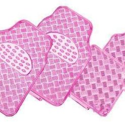 4-Piece Pink Venom Car Mat Set in Rubber/Aluminum.