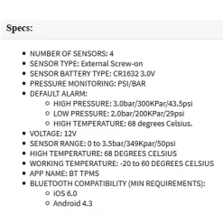 Gator DIY BT Wireless Car Tyre Pressure Monitor Monitoring System App Control TPM iOS 9 V185 GTPMS4BT s4bt6 1 jpg