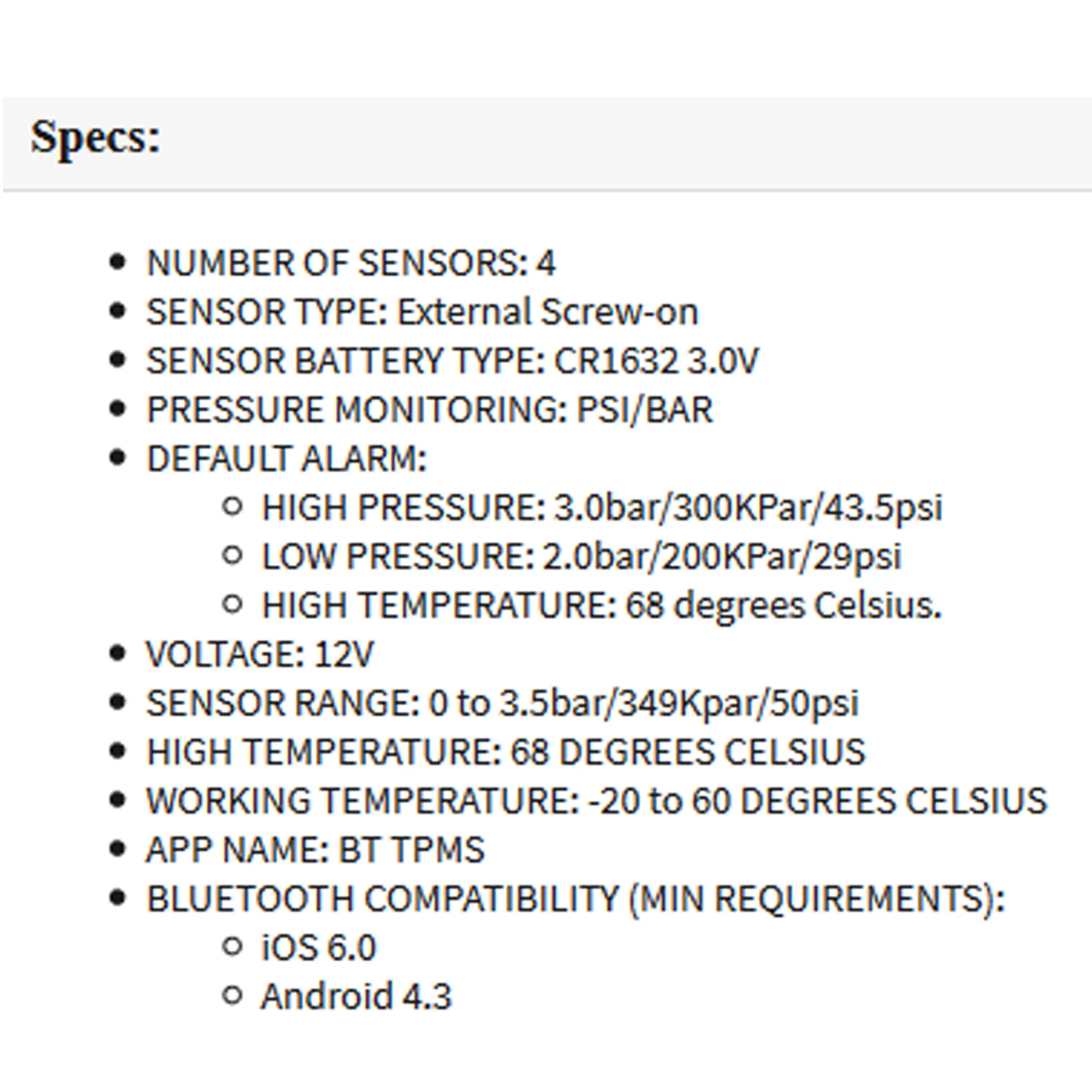 Gator DIY BT Wireless Car Tyre Pressure Monitor Monitoring System App Control TPM iOS 5 Gator DIY BT Wireless Car Tyre Pressure Monitor Monitoring System App Control TPM iOS - Image 5