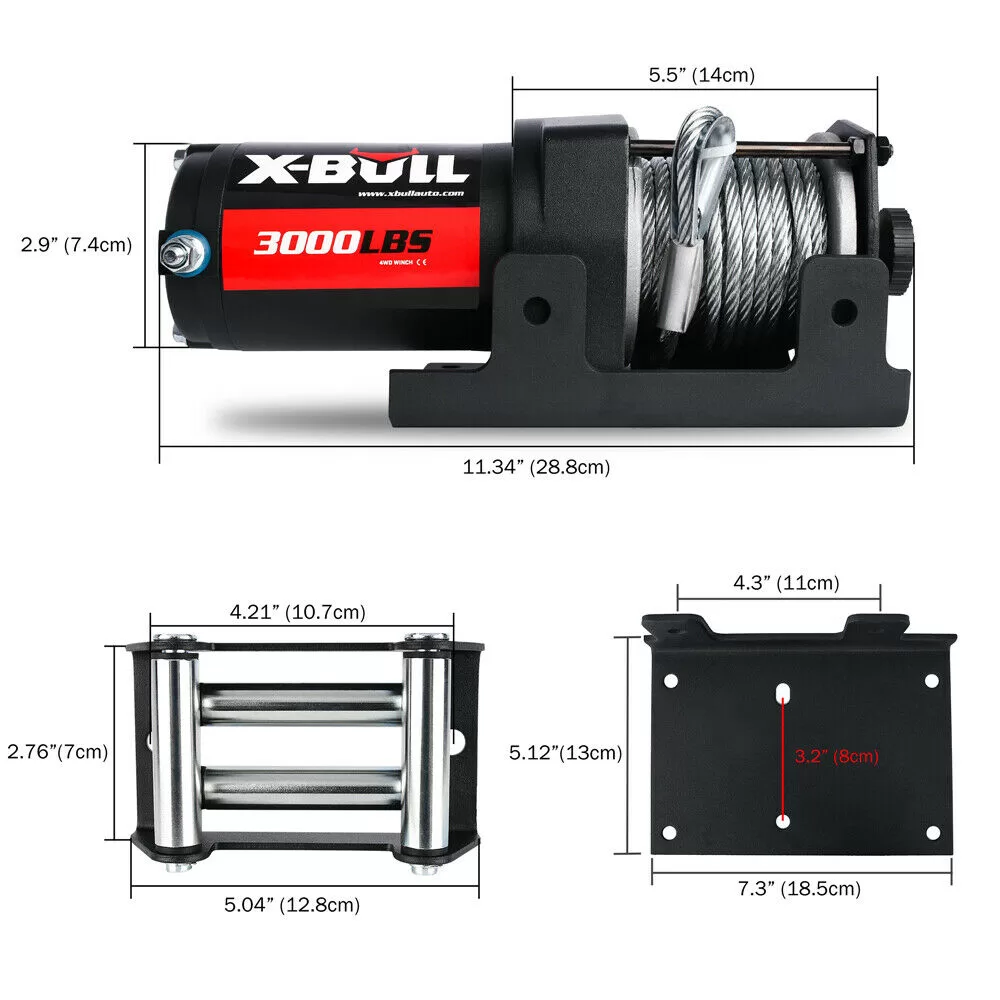 X-BULL Electric Winch 3000lbs/1360kg Wireless 12V Steel Cable ATV 4WD BOAT 4X4 7 X-BULL Electric Winch 3000lbs/1360kg Wireless 12V Steel Cable ATV 4WD BOAT 4X4 - Image 7