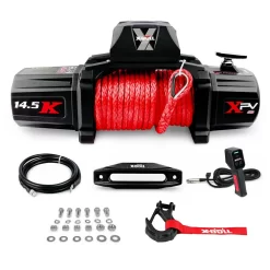 12V Electric Winch with Synthetic Rope, Wireless Remote - 14500LB