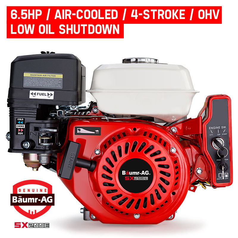 Baumr-AG Petrol Engine: 6.5HP, Electric Start, Horizontal Shaft ...