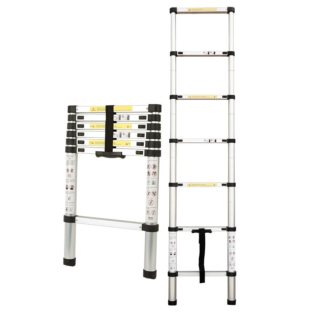 Bullet 2m Telescopic Aluminium Ladder Alloy Extension Extendable Steps 1 Bullet 2m Telescopic Aluminium Ladder Alloy Extension Extendable Steps