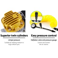 Giantz 12V Air Compressor 200L/min for 4WD Tyres 10 AC 200L GD 03