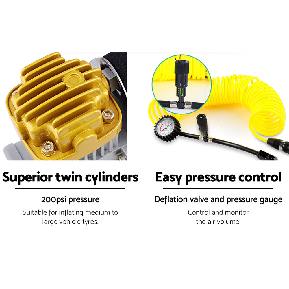 Giantz 12V Air Compressor 200L/min for 4WD Tyres 4 Giantz 12V Air Compressor 200L/min for 4WD Tyres - Image 4