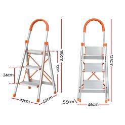 Alternative view of Giantz 3 Step Ladder Multi-Purpose Folding Aluminium Light Weight Non Slip Platform