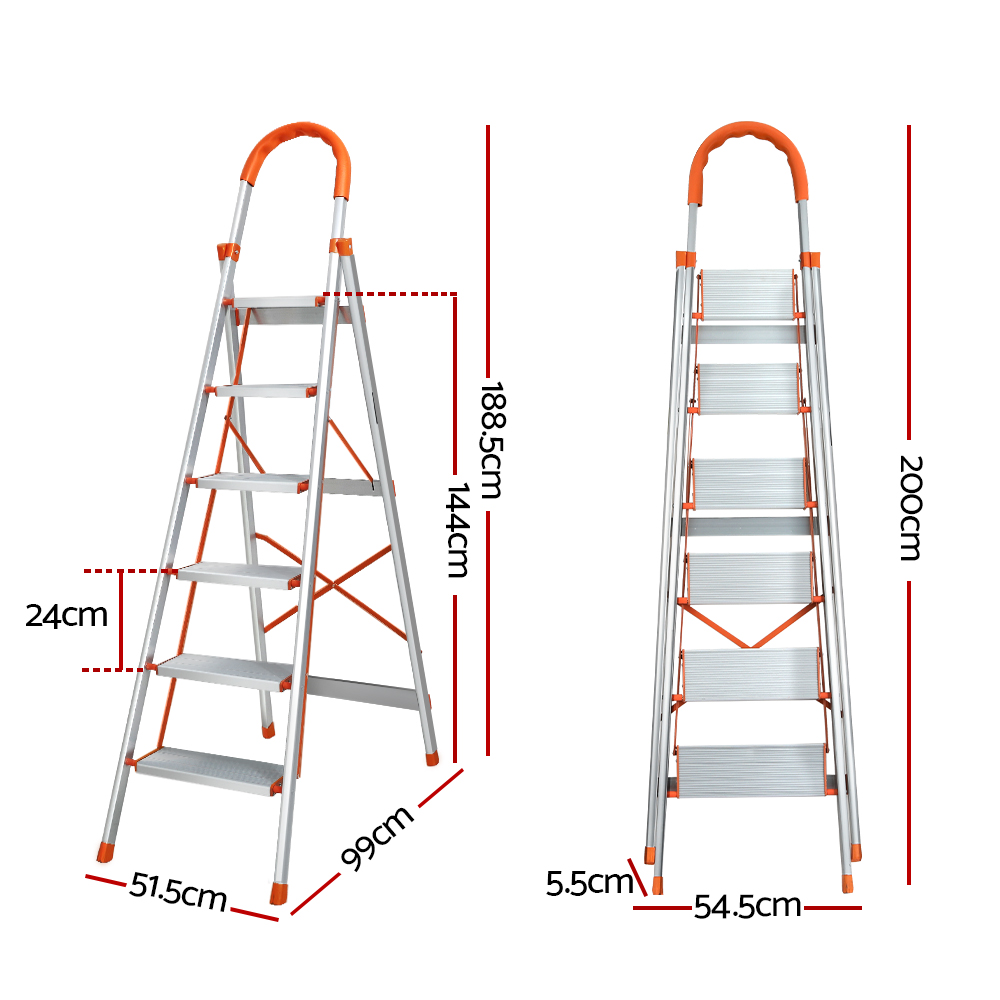 Giantz 6 Step Ladder Multi-Purpose Folding Aluminium Light Weight Non Slip Platform 2 Giantz 6 Step Ladder Multi-Purpose Folding Aluminium Light Weight Non Slip Platform - Image 2