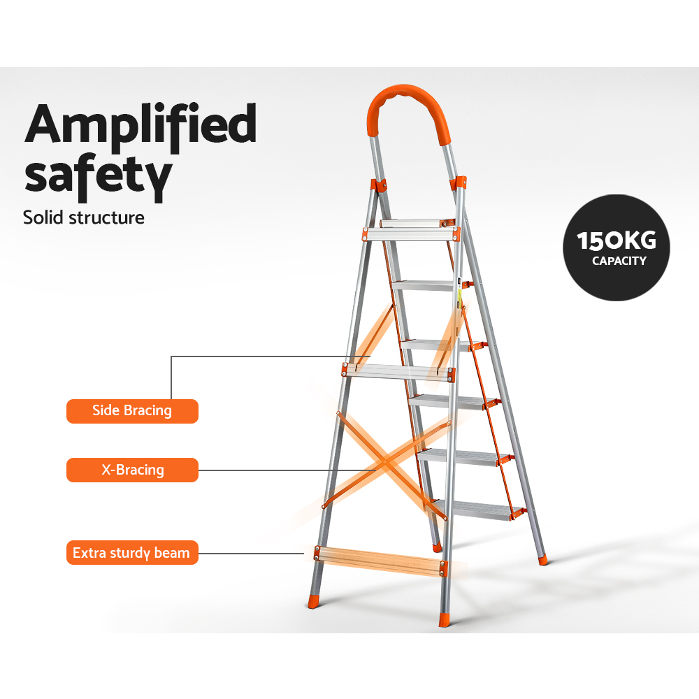 Giantz 6 Step Ladder Multi-Purpose Folding Aluminium Light Weight Non Slip Platform 7 Giantz 6 Step Ladder Multi-Purpose Folding Aluminium Light Weight Non Slip Platform - Image 7