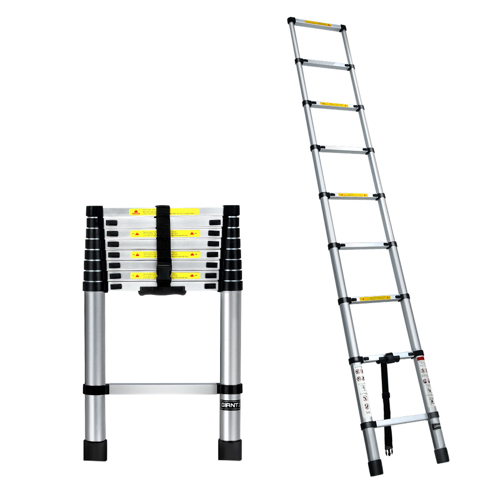 Giantz 2.6M Telescopic Ladder Aluminium Extension Extendable Steps Adjustable Height 1 Giantz 2.6M Telescopic Ladder Aluminium Extension Extendable Steps Adjustable Height
