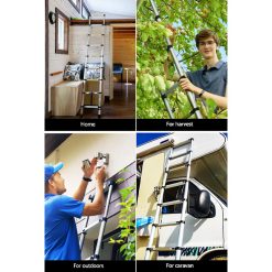 Giantz 2.6M Telescopic Ladder Aluminium Extension Extendable Steps Adjustable Height 14 LD TLCP ALU S 26M 64845 06