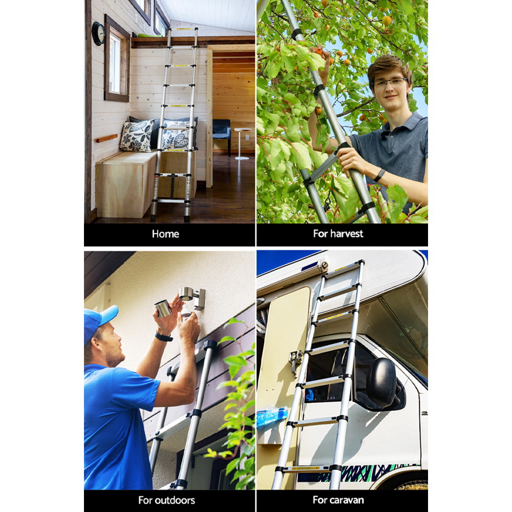 Giantz 2.6M Telescopic Ladder Aluminium Extension Extendable Steps Adjustable Height 7 Giantz 2.6M Telescopic Ladder Aluminium Extension Extendable Steps Adjustable Height - Image 7