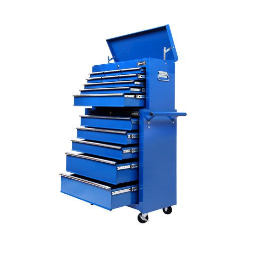 14-Drawer Garage Tool Cabinet with Mechanic Trolley