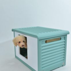 YES4PETS Small Plastic Pet Dog Puppy Cat House Kennel Green