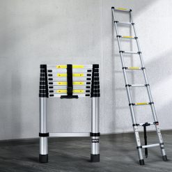 Giantz 2.6M Telescopic Ladder Aluminium Extension Extendable Steps Adjustable Height 15 LD TLCP ALU S 26M 64845 07