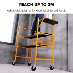 BAUMR-AG Mobile Scaffold Platform, 226kg Load, Steel Frame, Dual Height, Folding for easy Transport and Storage, Locking Castors, Tool Tray 13 V219 SCFMSCEQM10A 202508111521 02