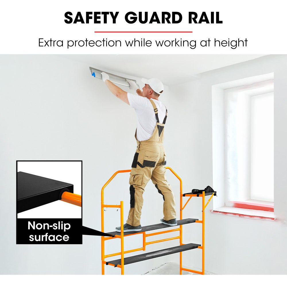 BAUMR-AG Mobile Scaffold Platform, 226kg Load, Steel Frame, Dual Height, Folding for easy Transport and Storage, Locking Castors, Tool Tray 8 BAUMR-AG Mobile Scaffold Platform, 226kg Load, Steel Frame, Dual Height, Folding for easy Transport and Storage, Locking Castors, Tool Tray - Image 8