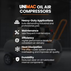 Unimac 70L Air Compressor 2.2kW 280L/min 116PSI 12 V219 TOLACMUM07BA 225430 02