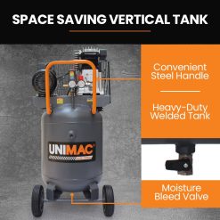 Unimac 100L Industrial Air Compressor 2.6kW 370L/min 19 V219 TOLACMUM10VA 202507071130 06