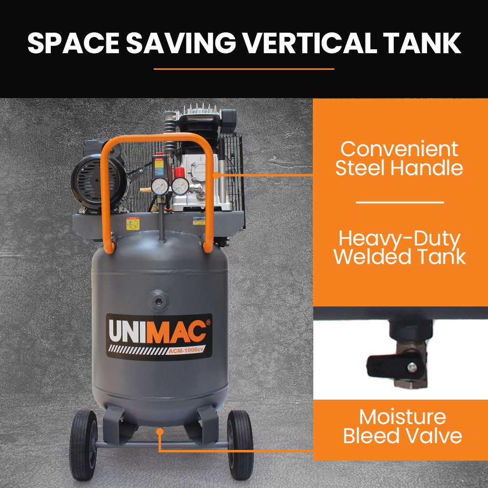 Unimac 100L Industrial Air Compressor 2.6kW 370L/min 7 Unimac 100L Industrial Air Compressor 2.6kW 370L/min - Image 7