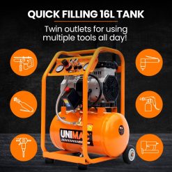 Unimac 16L Oil-Free Air Compressor 116PSI with Wheels 14 V219 TOLACMUM1C6VA 202507041945 05