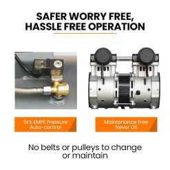 UNIMAC 100L 4.5HP Silent Oil-Free Air Compressor, with Twin Nitto Outlets, 15A Plug 18 V219 TOLACMUM1M0FA 202507071130 07