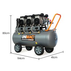 UNIMAC 100L 4.5HP Silent Oil-Free Air Compressor, with Twin Nitto Outlets, 15A Plug 21 V219 TOLACMUM1M0FA 202507071130 10