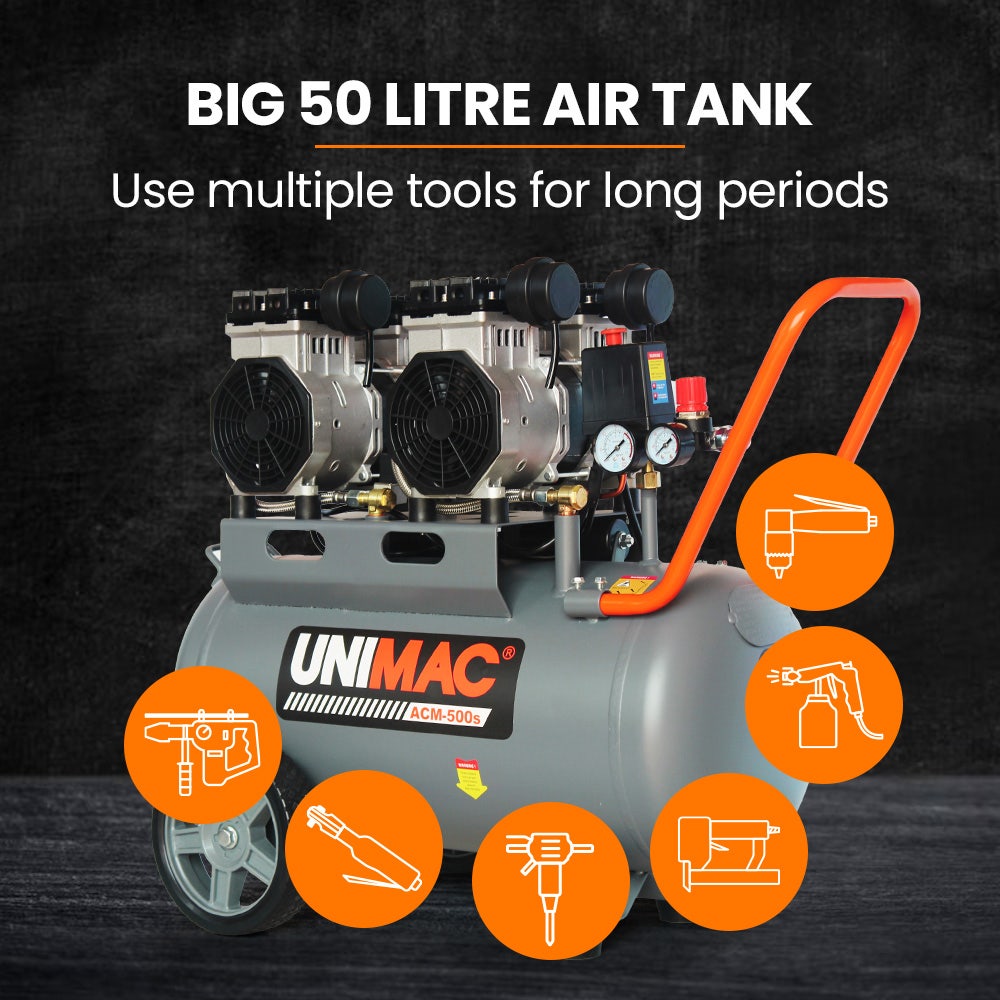 UNIMAC ACM-500s 50L Oil-Free Air Compressor 3.0HP 6 UNIMAC ACM-500s 50L Oil-Free Air Compressor 3.0HP - Image 6