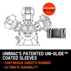Alternative view of UNIMAC 8HP Air Compressor 115PSI 120L Petrol Powered Industrial Air Conditioning