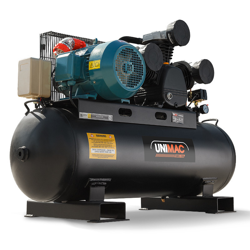 UNIMAC 115PSI 150L 7.5kW Industrial Electric Air Compressor, 20A 415V 3-Phase 1 UNIMAC 115PSI 150L 7.5kW Industrial Electric Air Compressor, 20A 415V 3-Phase