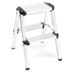 2-Step Folding Ladder, Aluminum, 150kg Capacity