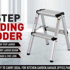 Alternative view of 2-Step Folding Ladder, Aluminum, 150kg Capacity