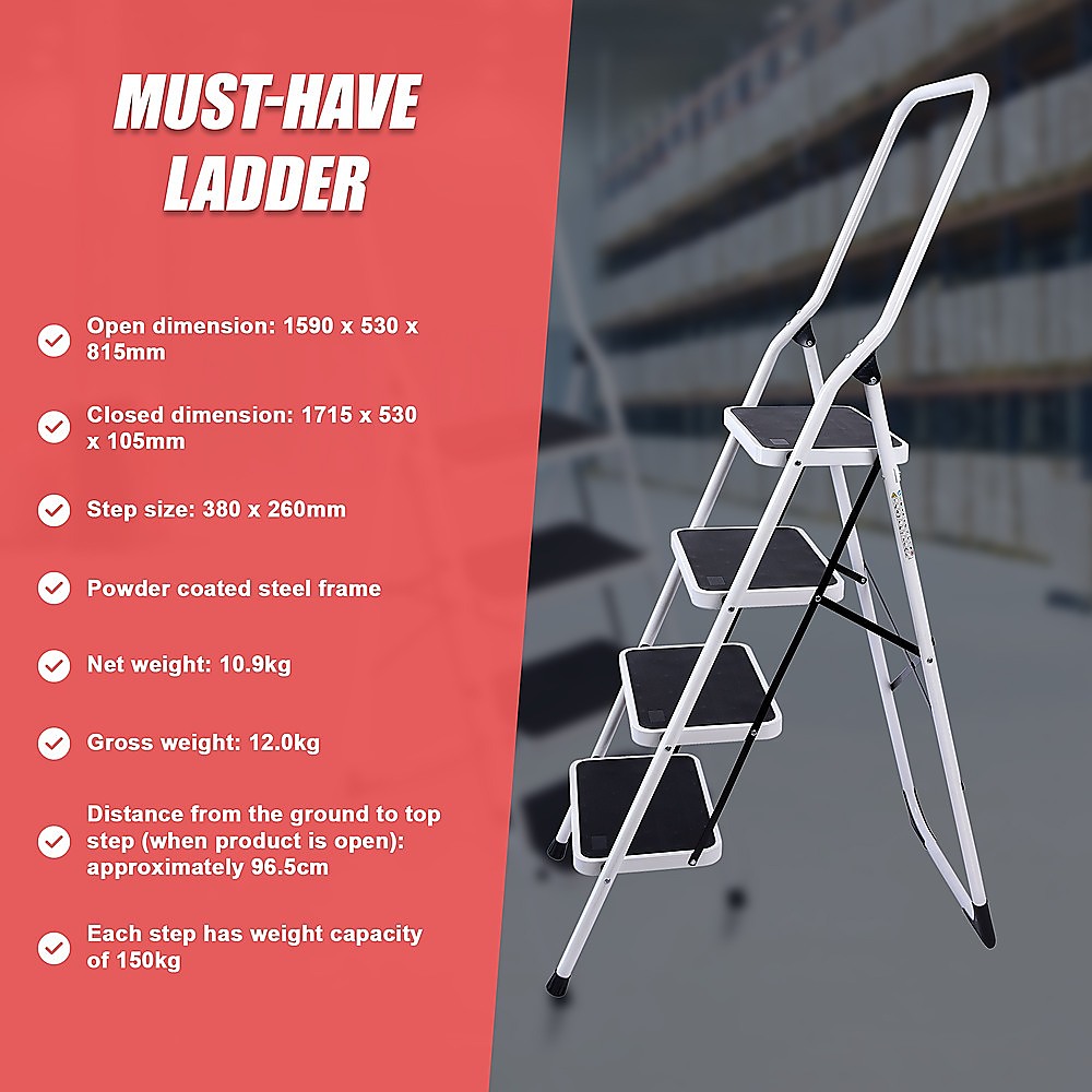 Foldable Non Slip 4 Step Steel Ladder 11 Foldable Non Slip 4 Step Steel Ladder - Image 11
