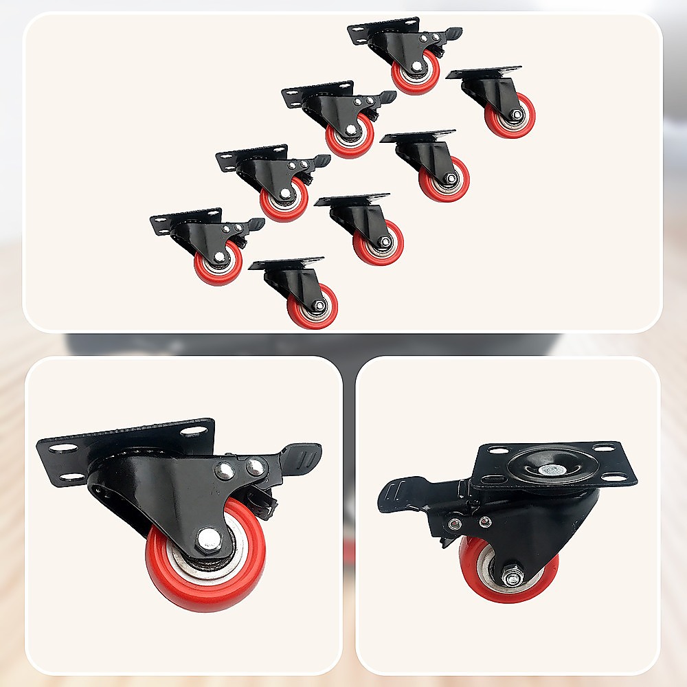 8 x 2" Polyurethane Castor Wheels - Swivel and 4 with brake 8 8 x 2" Polyurethane Castor Wheels - Swivel and 4 with brake - Image 8