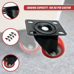 8 x 2" Polyurethane Castor Wheels - Swivel and 4 with brake 21 V63 824101 202503111611 03