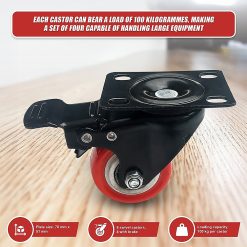 8 x 2" Polyurethane Castor Wheels - Swivel and 4 with brake 22 V63 824101 202503111611 04