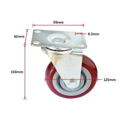 4 X 5" Heavy Duty 400kg Swivel Castor Wheels Trolley Furniture Caster All Brake 23 V63 824111 15970 11