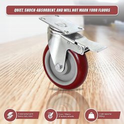 4 X 5" Heavy Duty 400kg Swivel Castor Wheels Trolley Furniture Caster All Brake 20 V63 824111 202503072004 03