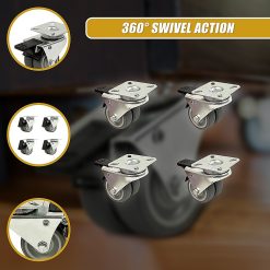 Heavy Duty Swivel Castor Wheels 50mm Rubber With Brake Pack of 4 22 V63 838711 202503111612 03