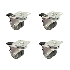 Heavy Duty Swivel Castor Wheels 50mm Rubber With Brake Pack of 4