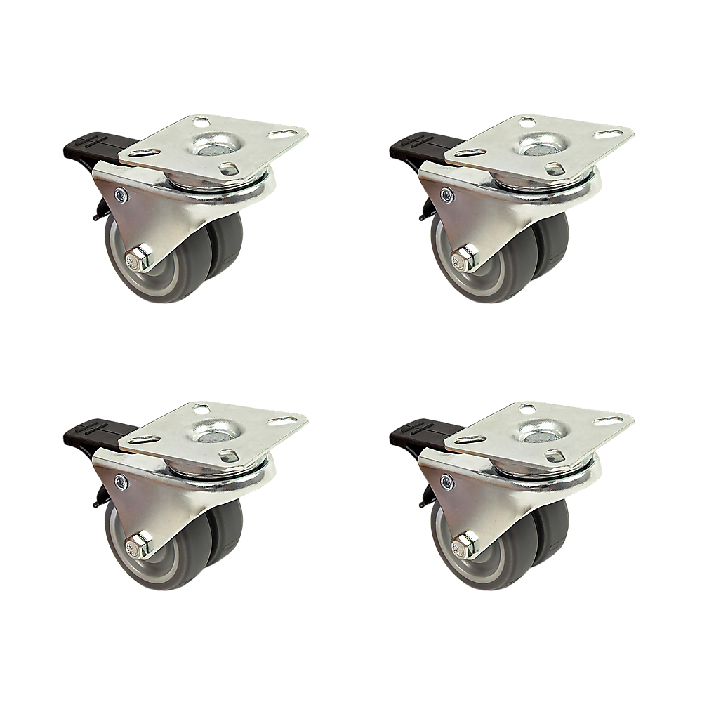 Heavy Duty Swivel Castor Wheels 50mm Rubber With Brake Pack of 4 1 Heavy Duty Swivel Castor Wheels 50mm Rubber With Brake Pack of 4