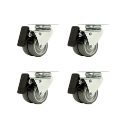 Heavy Duty Swivel Castor Wheels 50mm Rubber With Brake Pack of 4 18 V63 838711 49485 08