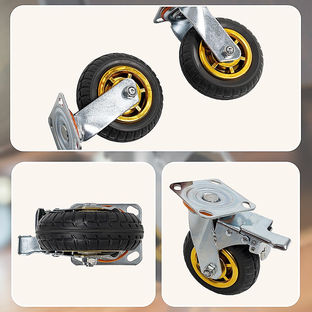Castor Wheels 4 x 6" 150mm Swivel Silent Caster 2 Brakes 800KG 11 Castor Wheels 4 x 6" 150mm Swivel Silent Caster 2 Brakes 800KG - Image 11