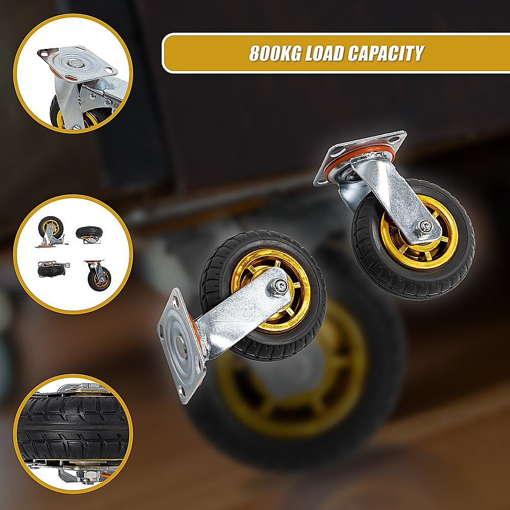 Castor Wheels 4 x 6" 150mm Swivel Silent Caster 2 Brakes 800KG 12 Castor Wheels 4 x 6" 150mm Swivel Silent Caster 2 Brakes 800KG - Image 12