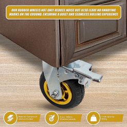 Castor Wheels 4 x 6" 150mm Swivel Silent Caster 2 Brakes 800KG 28 V63 841911 202503111615 05