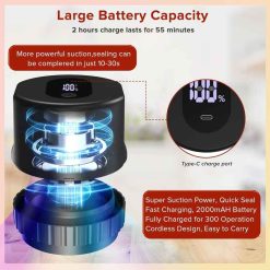 Alternative view of White Automatic Electric Mason Jar Vacuum Sealer - Compact Food Preservation Machine with Digital Display