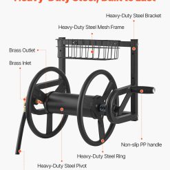 VEVOR Wall Mounted Garden Hose Reel 125ft 5/8 in Metal Hose Reel with Basket 13 V952 GQSSGJP125FTTLQ5I002V0 202508012022 02