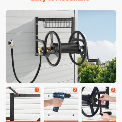 VEVOR Wall Mounted Garden Hose Reel 125ft 5/8 in Metal Hose Reel with Basket 16 V952 GQSSGJP125FTTLQ5I002V0 202508012022 05